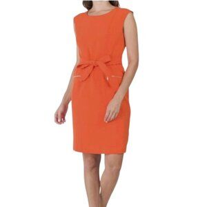 Kasper Orange Sleeveless Tie-Waist Sheath Dress (Sz 16)